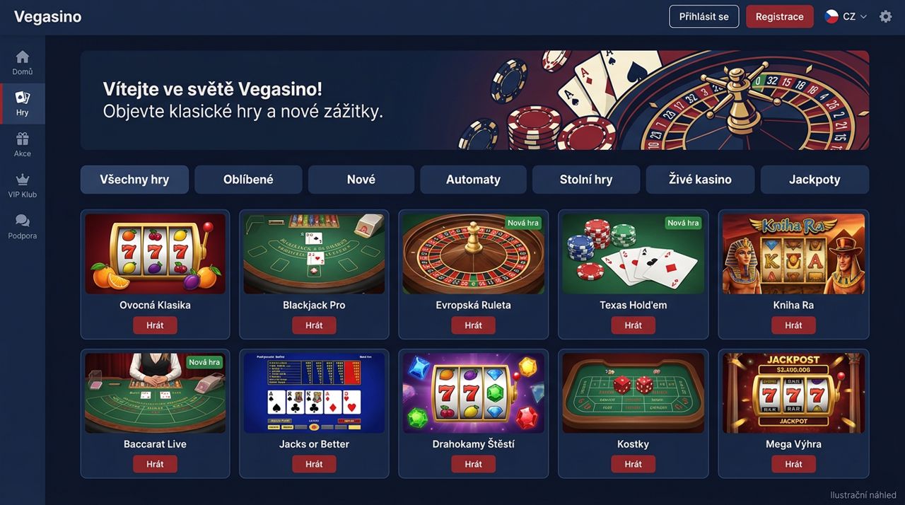 Snímek webu kasina Vegasino v archivním profilu