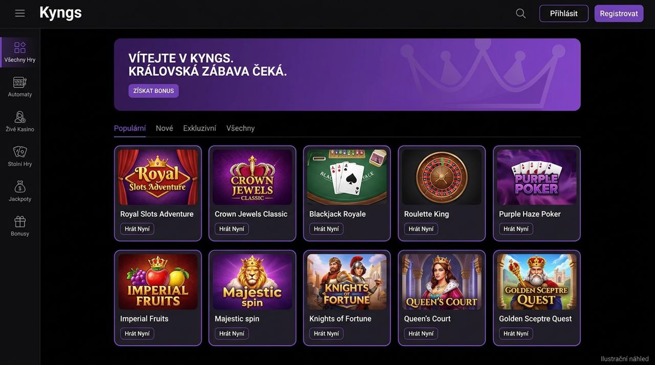Náhled online kasina a sázkové platformy Kyngs